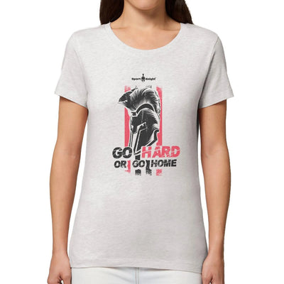 Weißes Sport-Knight® Damen Fitness T-Shirt mit Helm-Grafik aus Premium Organic Material