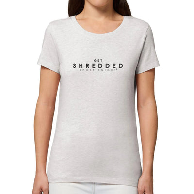 Graues Sport-Knight® Damen Fitness T-Shirt mit Schriftzug Get Shredded