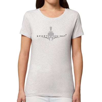 Weißes Sport-Knight® Damen Fitness T-Shirt mit Logo, organisches Damenshirt