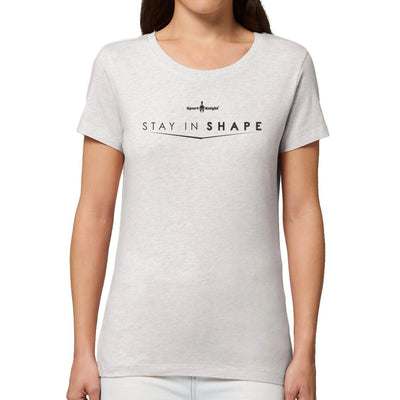 Graues Sport-Knight® Damen Fitness T-Shirt mit Stay in Shape Aufdruck, Premium Organic Shape