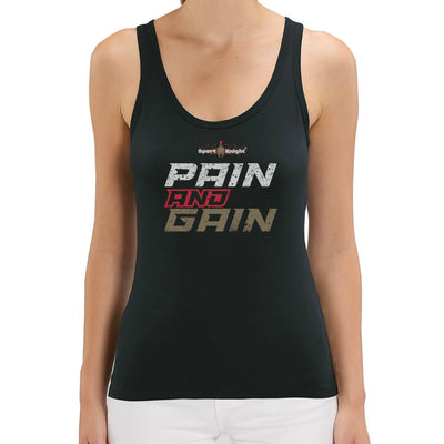 Damen fitness Tanktop mit schriftzug pain and gain von Sport-Knight®
