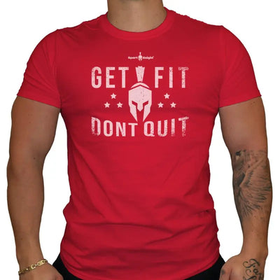 Rotes Sport-Knight® Herren Fitness T-Shirt mit Motivtext und Fit Dont Quit Design