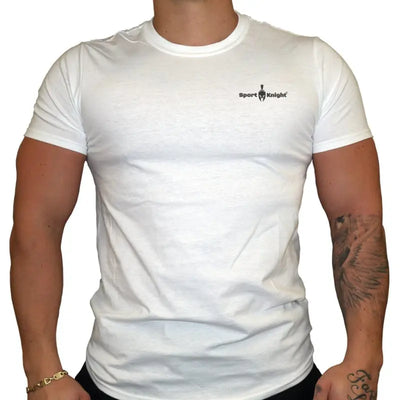 Weiße Sport-Knight® Herren Fitness T-Shirt mit slim-fit schnitt für herrensportkleidung