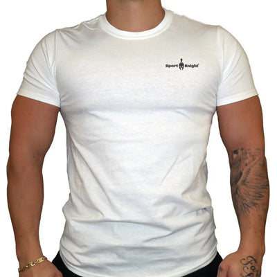 Weiße Sport-Knight® Herren Fitness T-Shirt mit slim-fit schnitt für herrensportkleidung