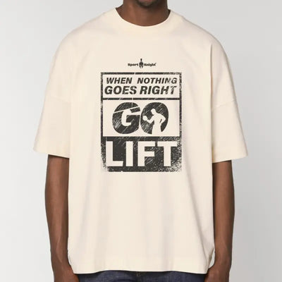 Creamfarbenes Oversize T-Shirt mit schriftzug when nothing geht bei Sport-Knight Herren