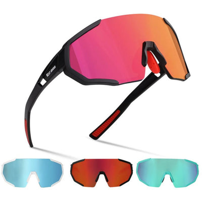 Schwarze Sport-Sonnenbrille mit hochmodernen HD-Gläsern, UV400-Schutz und polarisierten Linsen