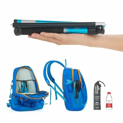 Blaue Backpack mit faltbarem Trekkingstock und ergonomischem Handgriff aus langlebiger Aluminiumlegierung
