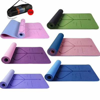 Yoga-matte (Zwei Schichten + Tasche) mit Positionslinien rutschfest und strapazierfähig gelenkschonend - Sport-Knight - Yogamatten - AT,